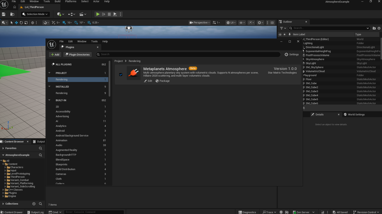 Enable the Metaplanets Atmosphere plugin in the Plugins window