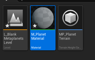Selecting the planet material in the Content Browser