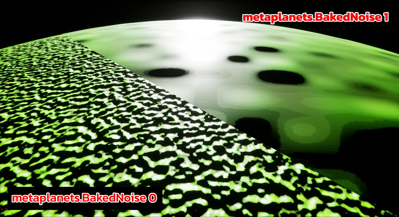 Baked noise: raw texture vs on the planet