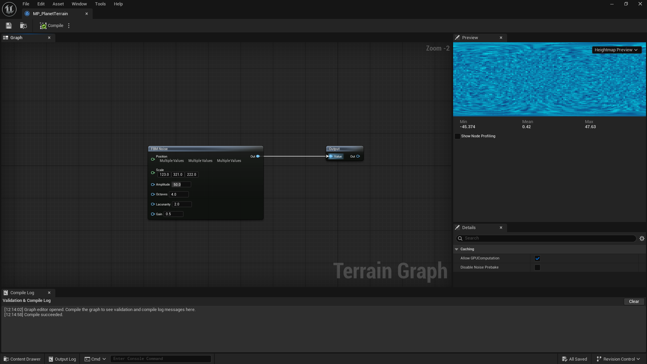 FBM noise wired to Output with the heightmap preview
